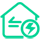 Green house icon with lightning bolt representing energy production capacity.