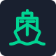 Green cargo ship icon on waves representing reliable sea freight.