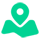 Green map pin icon over a unfolded map layout.
