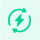 Green icon showing a lightning bolt surrounded by circular arrows, representing ultra-long battery cycle life and durability.