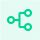 Green minimalist icon of a branching connection node, symbolizing centralized PCS compatibility and system integration.