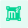 Green minimalist square icon containing the text m² symbolizing a ultra-compact floor footprint.