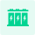 Green icon of modular energy storage cabinets with lightning symbols, representing space-saving design and easy installation.