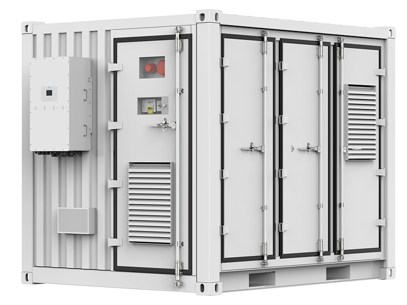 Compact white 10ft containerized battery energy storage system with integrated control box, ventilation louvers, and access doors.