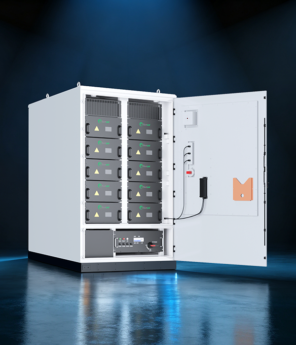 Open front view of the Sunpal ECO-B241WP-2H energy storage system showing the internal battery module stack, control unit, and safety wiring against a dark background.