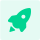 Green rocket icon soaring diagonally upwards, symbolizing high energy performance and optimized solar power utilization.