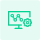 Green monitor icon displaying connected data nodes with a gear symbol, representing intelligent operations and maintenance management.