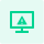 Green computer monitor icon with a central warning alert, representing insufficient real-time system monitoring and limited operational data visibility.