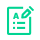 Green line icon showing a document checklist and pencil for site assessment.