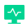 Green monitor display icon with a prominent waveform line, symbolizing real-time monitoring of solar energy generation and facility electrical load.