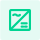 Green icon of a box divided diagonally, with a squiggly line (AC) in the top-left and two straight lines (DC) in the bottom-right, indicating a power inverter.