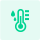 Green minimalist thermometer icon with water droplets, representing precision liquid cooling control.