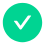 Green circular icon featuring a checkmark symbol.