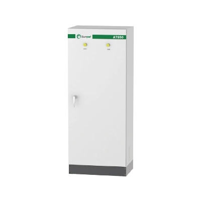 Sunpal Energy Storage System (ESS) ATS50 automatic transfer switch featuring a white enclosure with a green brand stripe.