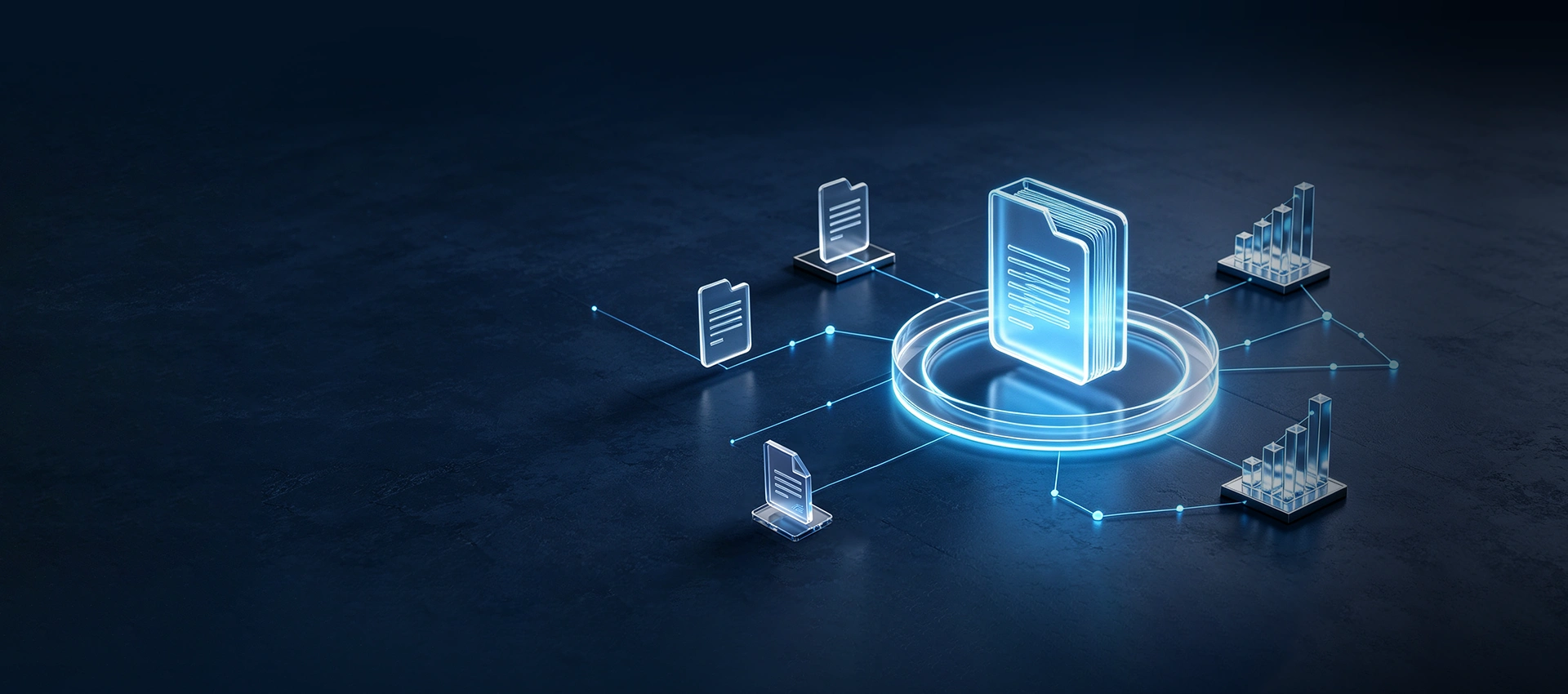 Glowing digital folder and data network icons representing the Sunpal energy storage technical document and manual download center.