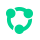 Green three-node circular loop icon, representing black-start capabilities, continuous off-grid operation, and seamless power recovery loops.