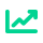 Green line icon displaying an upward trending growth chart for ROI analysis.