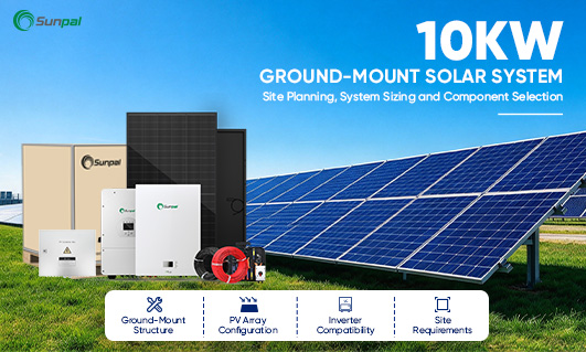 Sunpal wholesale solar system kits banner for distributors, featuring rooftop solar panels, PV modules, hybrid inverters, battery storage, mounting accessories, certifications and warranty information.